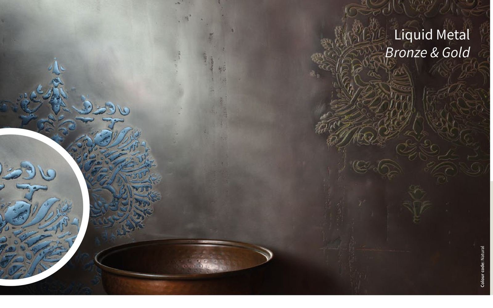 Boutique hotel lobby with metallic stucco